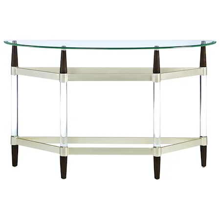 Contemporary Sofa Console Table with Glass Top